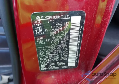 2013 Nissan Juke Nismo/S/Sl/Sv из США, поврежденный, VIN JN8AF5MV8DT230030